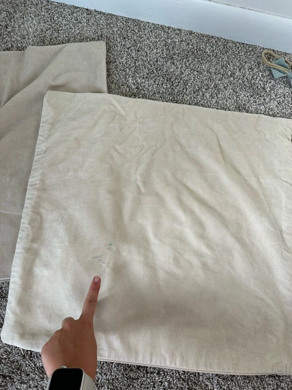 IKEA Beige Pillow Covers - Set of 2 velvet pillow cases. Matching cream .